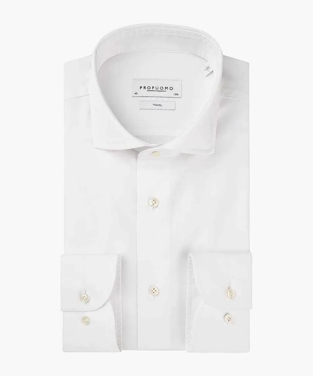 Profuomo Twill Travel Overhemd Extra Lm> The Travel Shirt